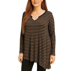 CAbi Medium Asymmetrical Stripe Long Line Shirt